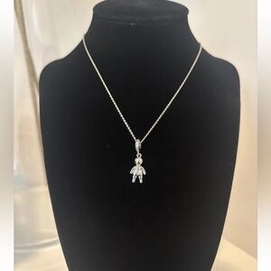 Pretty Bird Silver CZ Heart Mom Emoji Necklace - 18k White Gold Plated - New